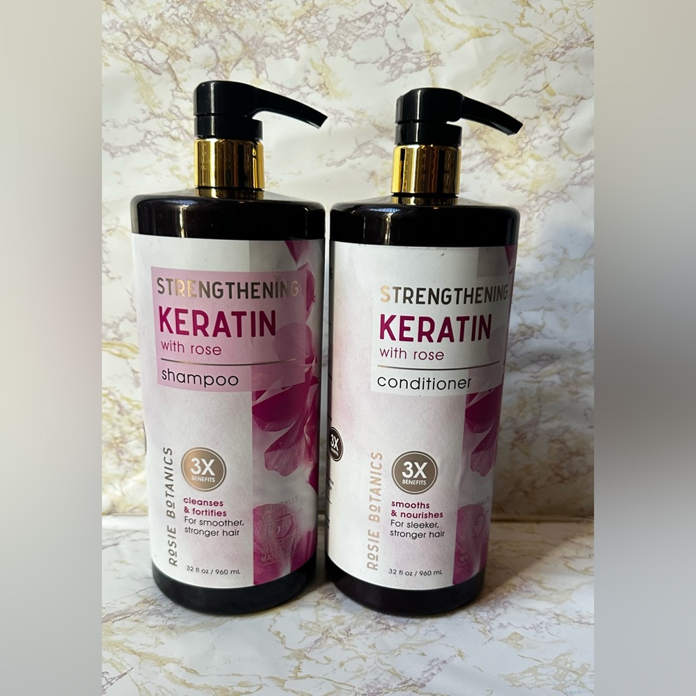 Rose Botanics Strengthening Keratin Shampoo and Conditioner Set large